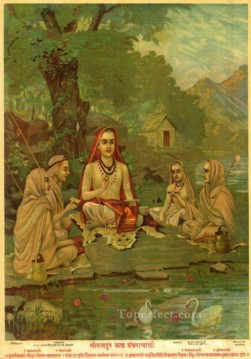 シュリマドゥグル アディ シャンカラチャリヤ ラジャ ラビ ヴァルマ インディアンス Oil Paintings